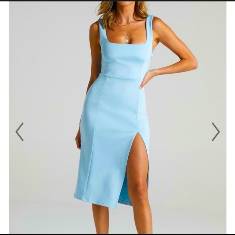 Showpo blue midi dress with slit